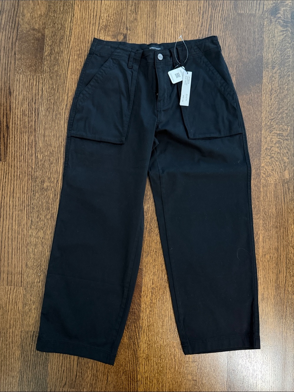 Women’s Sanctuary Black Wide-Leg Cargo Pants sz 27 - Picture 1 of 4